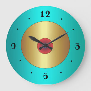 Grande Horloge Ronde Aqua riche avec Gold Center >Horloges de cuisine s