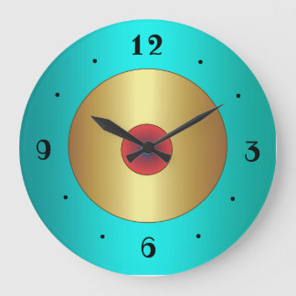 Grande Horloge Ronde Aqua riche avec Gold Center >Horloges de cuisine s