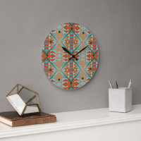 Aqua Turquoise Blue Orange Brown Motif tribal
