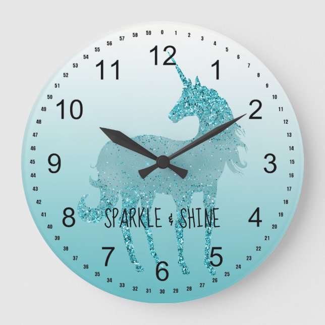 Grande Horloge Ronde Aqua Unicorn Sparkle (Recto)