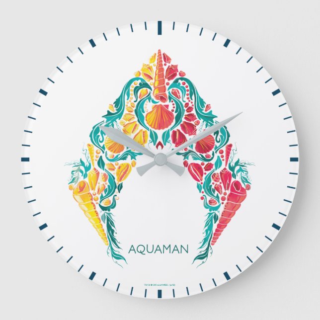 Grande Horloge Ronde Aquaman | Logo Aquaman & Mera sur le thème du coqu (Recto)