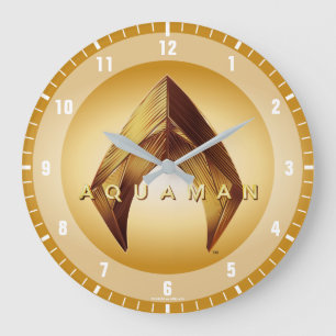 Grande Horloge Ronde Aquaman   Logo Golden Aquaman
