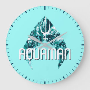 Grande Horloge Ronde Aquaman   Orin, Mera, Orm & Manta Noir En Symbole