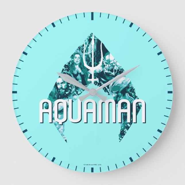 Grande Horloge Ronde Aquaman | Orin, Mera, Orm & Manta Noir En Symbole (Recto)