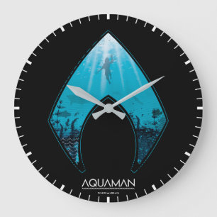 Grande Horloge Ronde Aquaman   voient le graphique d'océan de logo