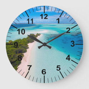 Grande Horloge Ronde Aquamarine ocean And Beach Theme