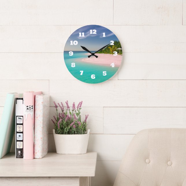Grande Horloge Ronde Aquamarine Ocean Tropical Beach Scenic (Salle de lecture)