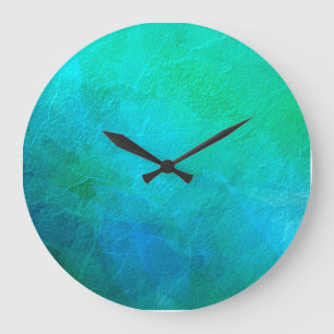 Grande Horloge Ronde Aquamarine Vert Bleu Glace Art Abstrait