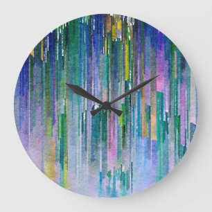 Grande Horloge Ronde Aquarelle Abstraite, arrière - plan de peinture à 