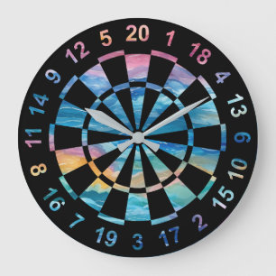 Grande Horloge Ronde Aquarelle amusante Rainbow Darboard Thème