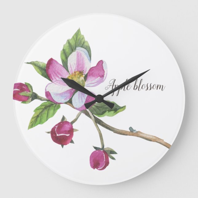 Grande Horloge Ronde Aquarelle Apple Blossom (Recto)