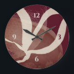 Grande Horloge Ronde Aquarelle artistique | Châtaignes et crème de vin<br><div class="desc">L'horloge artistique moderne présente un design artistique unique dans une palette de couleurs de vin bordeaux avec des accents marron châtaignier, beige rose et ivoire crémeux. Inspirée par la nature, cette composition abstraite est construite sur des combinaisons de formes abstraites répétées et d'éléments de conception qui se chevauchent sur un...</div>