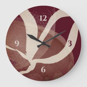 Grande Horloge Ronde Aquarelle artistique   Châtaignes et crème de vin