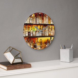 Grande Horloge Ronde Aquarelle artistique de la barre arrière