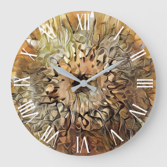 Grande Horloge Ronde Aquarelle Big Sun Sunflower Collection élégante (Recto)