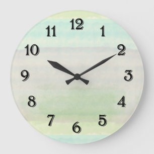 Grande Horloge Ronde Aquarelle bleu-bleu