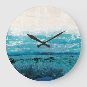 Grande Horloge Ronde Aquarelle bleu saphir