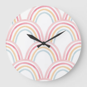 Grande Horloge Ronde Aquarelle colorée Arc-en-ciel Illustration transpa