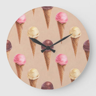 Grande Horloge Ronde Aquarelle de crème glacée Illustration transparent