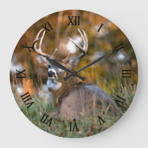 Grande Horloge Ronde Aquarelle de terrain en automne