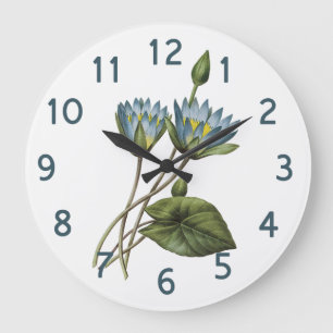 Grande Horloge Ronde Aquarelle florale bleue de Redoute Lotus