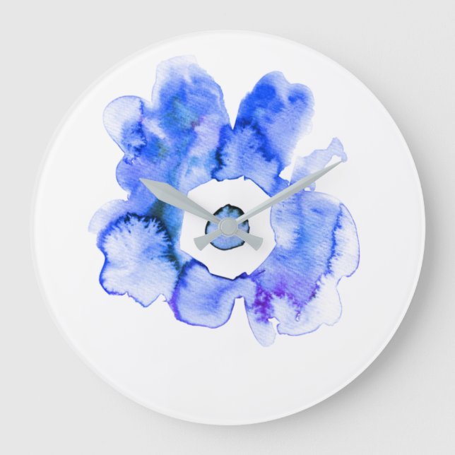 Grande Horloge Ronde Aquarelle florale dessinée main art abstrait carré (Recto)