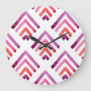 Grande Horloge Ronde Aquarelle géométrique Motif Abstrait sans couture
