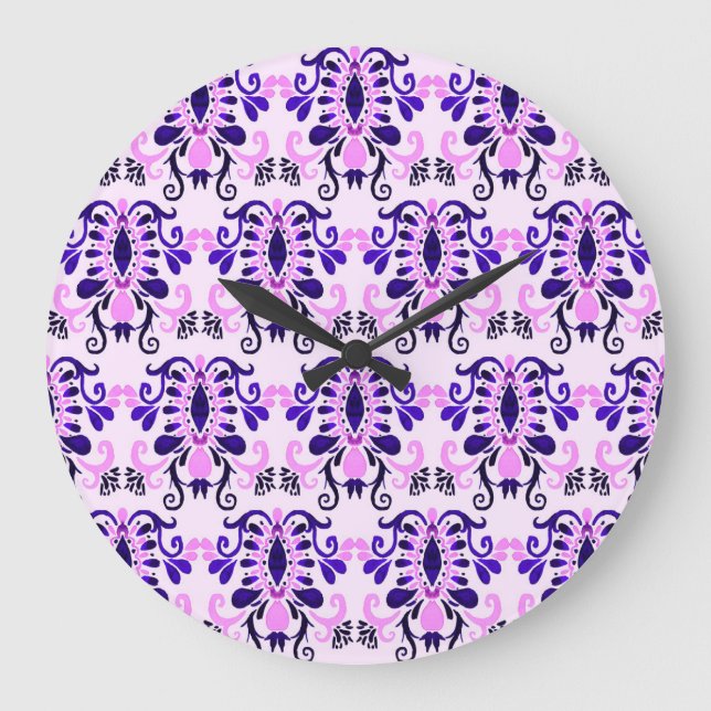 Grande Horloge Ronde Aquarelle Ikat : Tribal Ethnic Seamless (Recto)