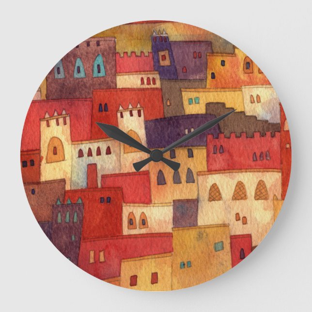 Grande Horloge Ronde Aquarelle Maroc (Recto)