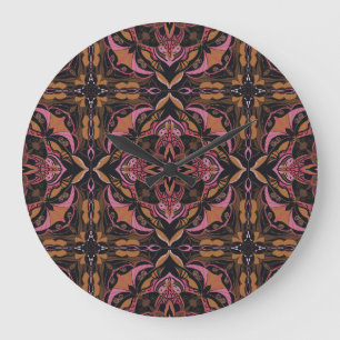 Grande Horloge Ronde Aquarelle Noir Azulejo Tile espagnole