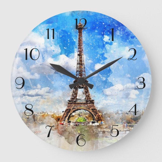 Grande Horloge Ronde Aquarelle Paris (Recto)