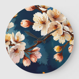 Grande Horloge Ronde Aquarelle Sakura Dreams