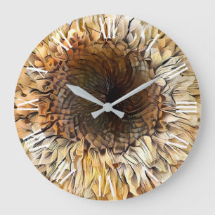 Grande Horloge Ronde Aquarelle Tigre Tournesol collection élégante