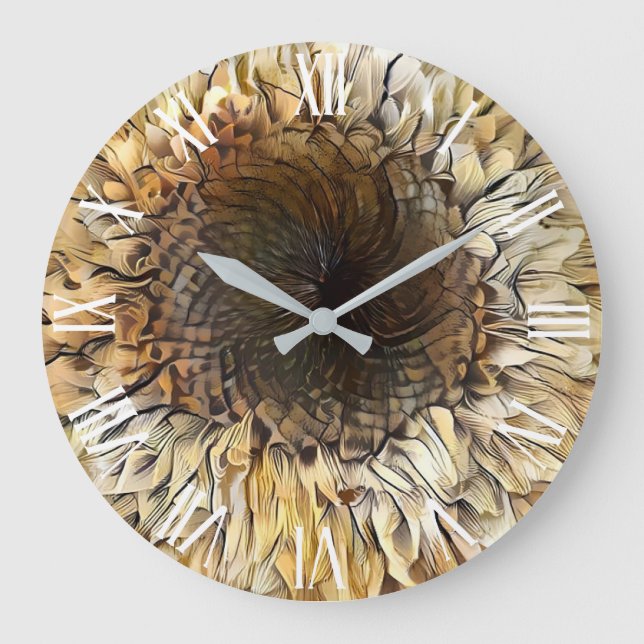 Grande Horloge Ronde Aquarelle Tigre Tournesol collection élégante (Recto)