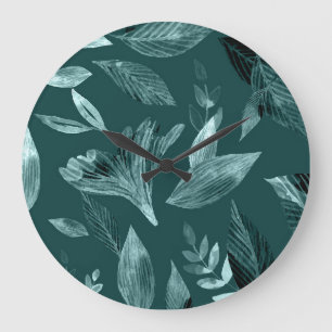 Grande Horloge Ronde Aquarelle tombée feuilles 10