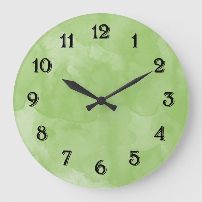 Grande Horloge Ronde Aquarelle verte menthe chic pastel (Recto)