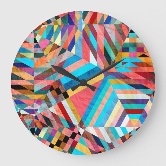 Grande Horloge Ronde Aquarelle vive : Arrière - plan Imaginaire Abstrai (Recto)