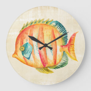 Grande Horloge Ronde Aquarium coloré Poisson