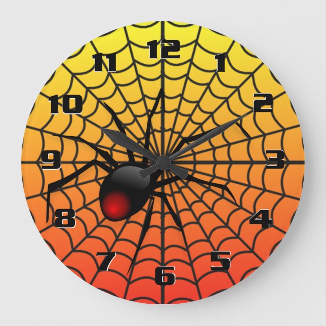 Grande Horloge Ronde Araignée 3D Cool et Déplaisante sur le web Hallowe (Recto)