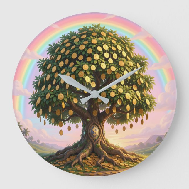 Grande Horloge Ronde Arbre à argent doré (Recto)
