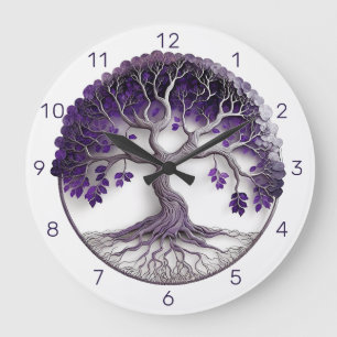 Grande Horloge Ronde Arbre Améthyste