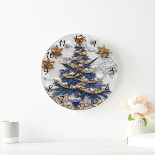 Grande Horloge Ronde Arbre de Noël classique Design de Noël festif