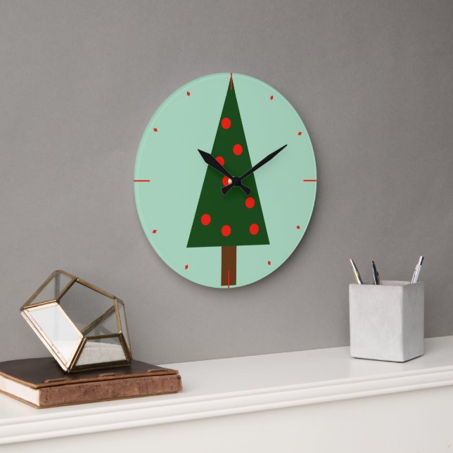 Grande Horloge Ronde Arbre de Noël en formes simples (Bureau)