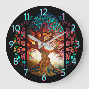 Grande Horloge Ronde Arbre de Verre de la Vie