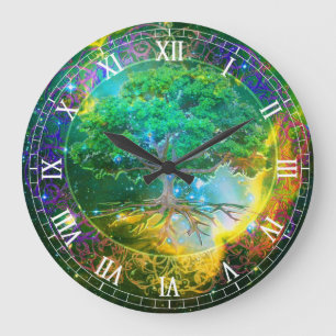 Grande Horloge Ronde Arbre de vie bien-être