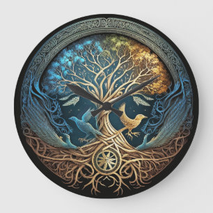 Grande Horloge Ronde Arbre de vie Yggdrasil