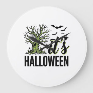 Grande Horloge Ronde Arbre d'Halloween C'est Halloween Vintage Épouvant