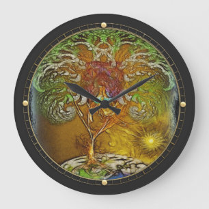 Grande Horloge Ronde Arbre d'illustration de la vie