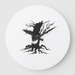 Grande Horloge Ronde Arbre hanté vintage Halloween