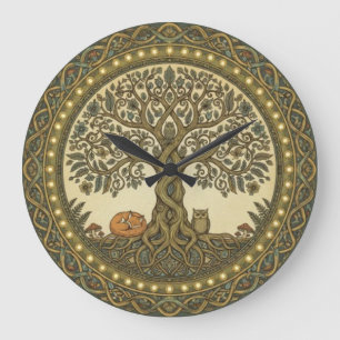 Grande Horloge Ronde Arbre sacré de la vie Art celtique